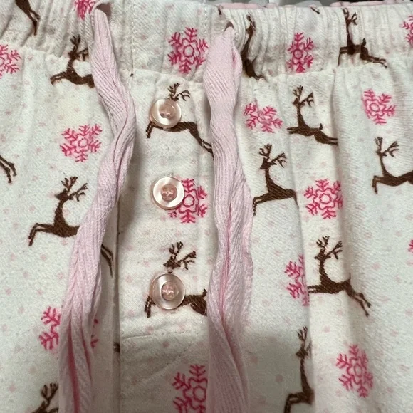 Blu Chic Lounge Reindeer Pajama Pants, Pink Snowflakes, Polka Dots, Large - Picture 3 of 7